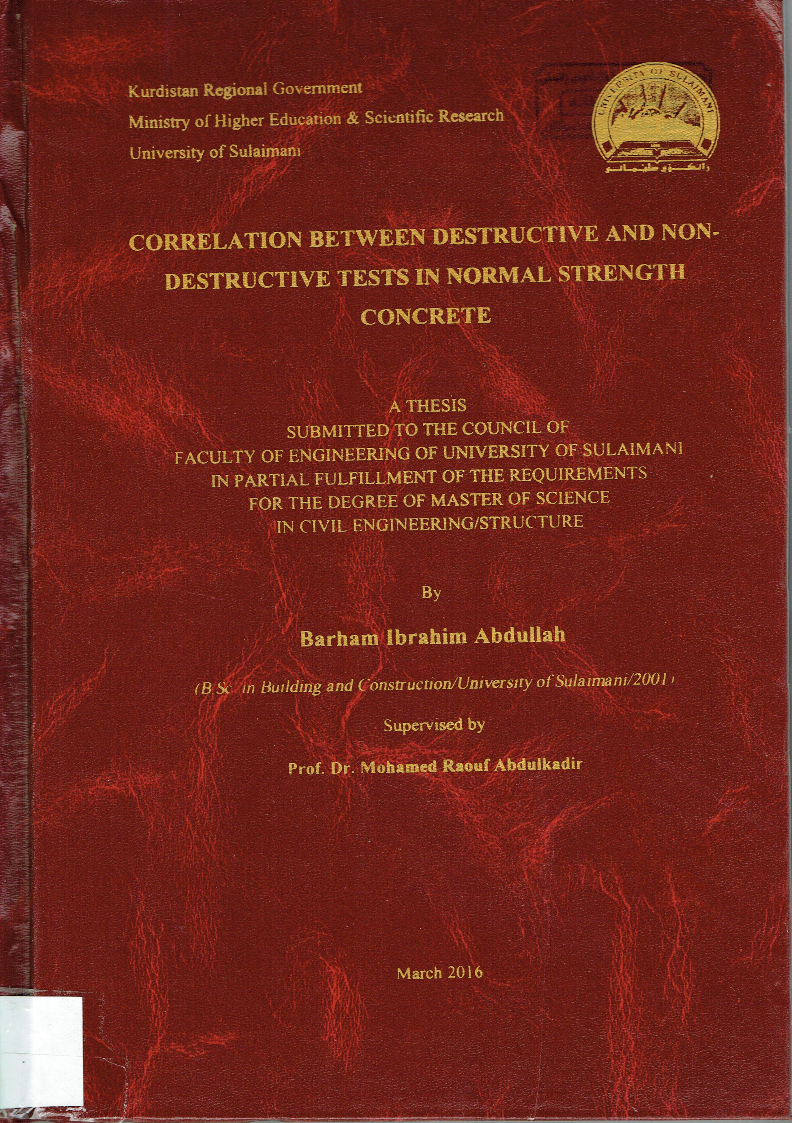 correlation between destructive and non-destructive tests in normal  strength concrete
