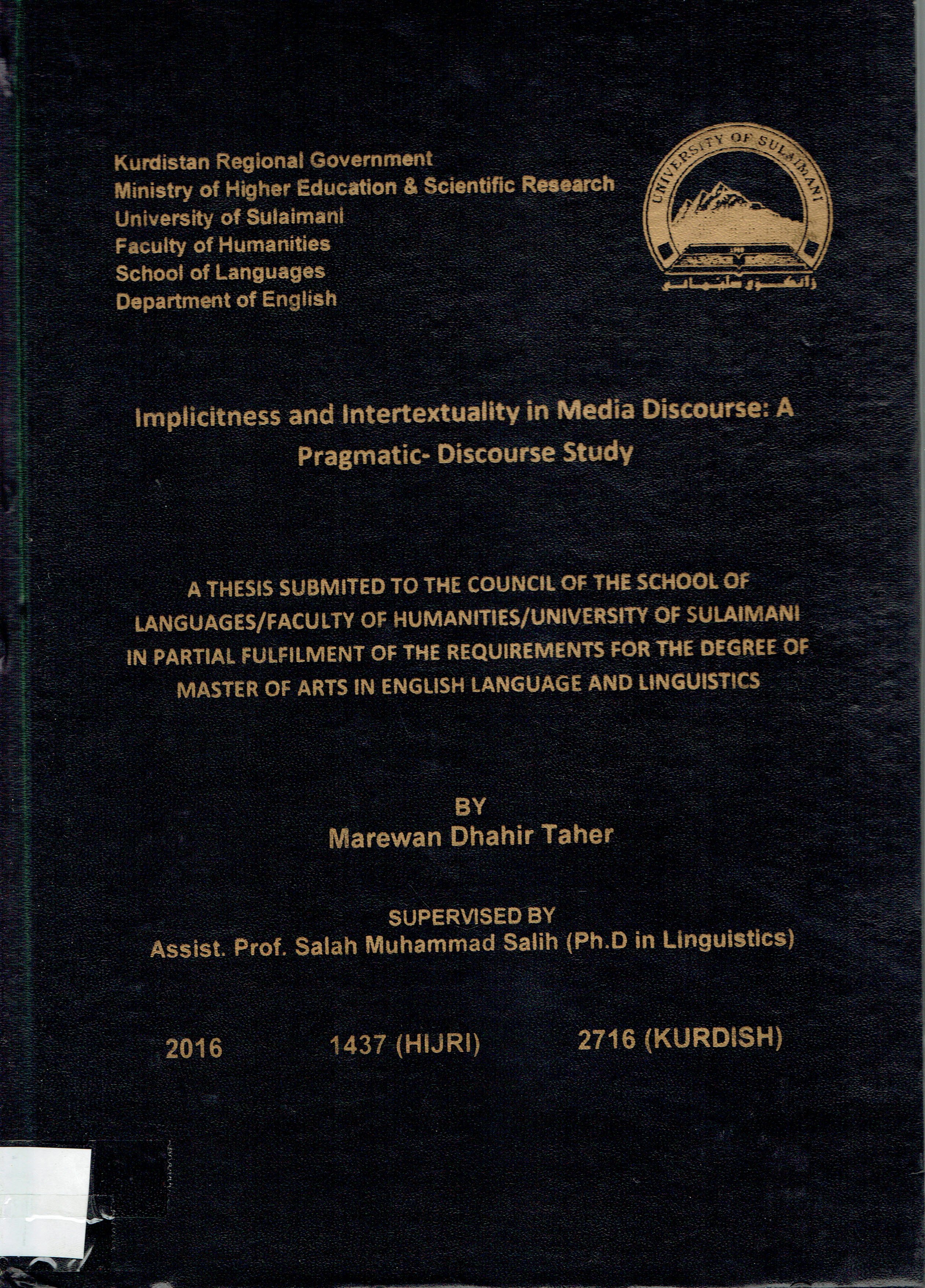 "Implicitness and Intertextuality media discourse a pragmatic discourse study 

"
